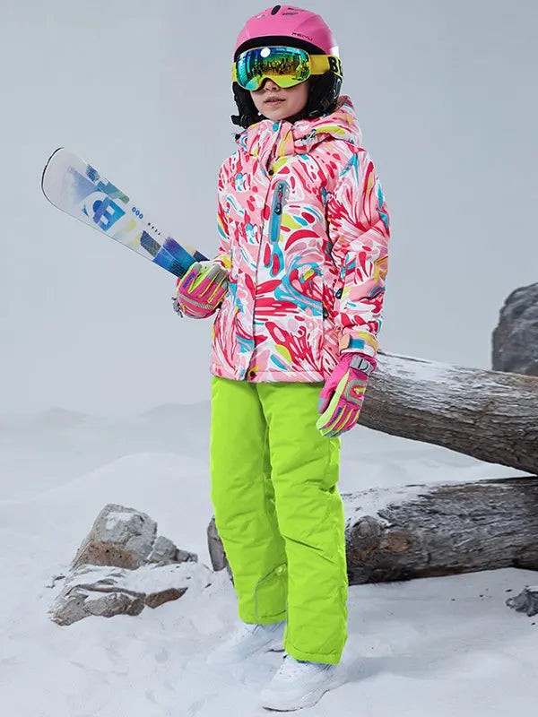 Riuiyele Girls Windproof Waterproof Ski Jacket & Pants Snowsuit