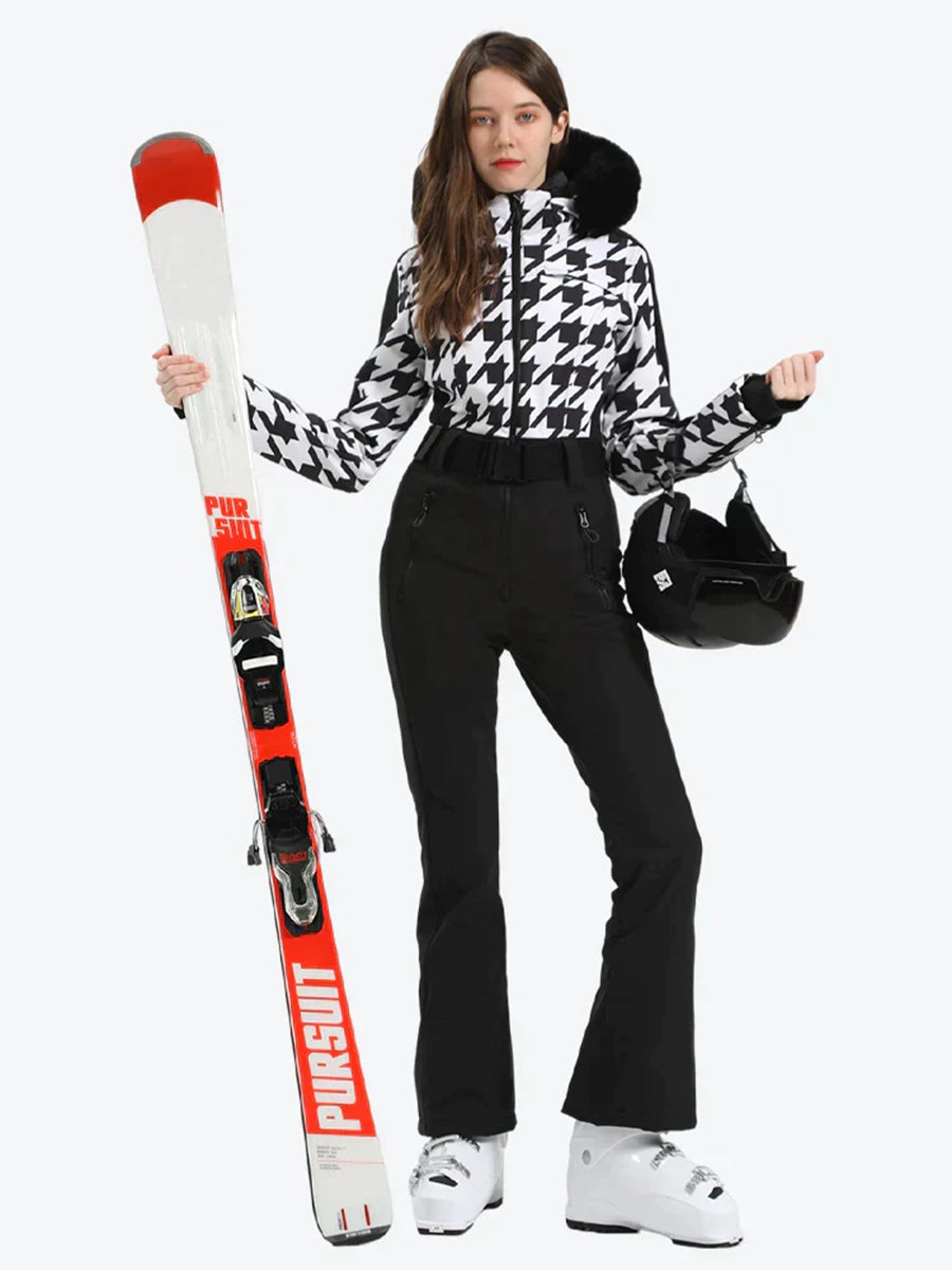 Houndstooth Slim One Piece Ski Suit