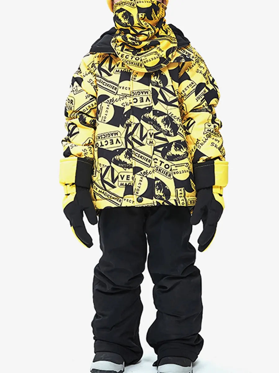 Riuiyele Kid Skiing Snow Insulated Cargo Jacket Hooded 