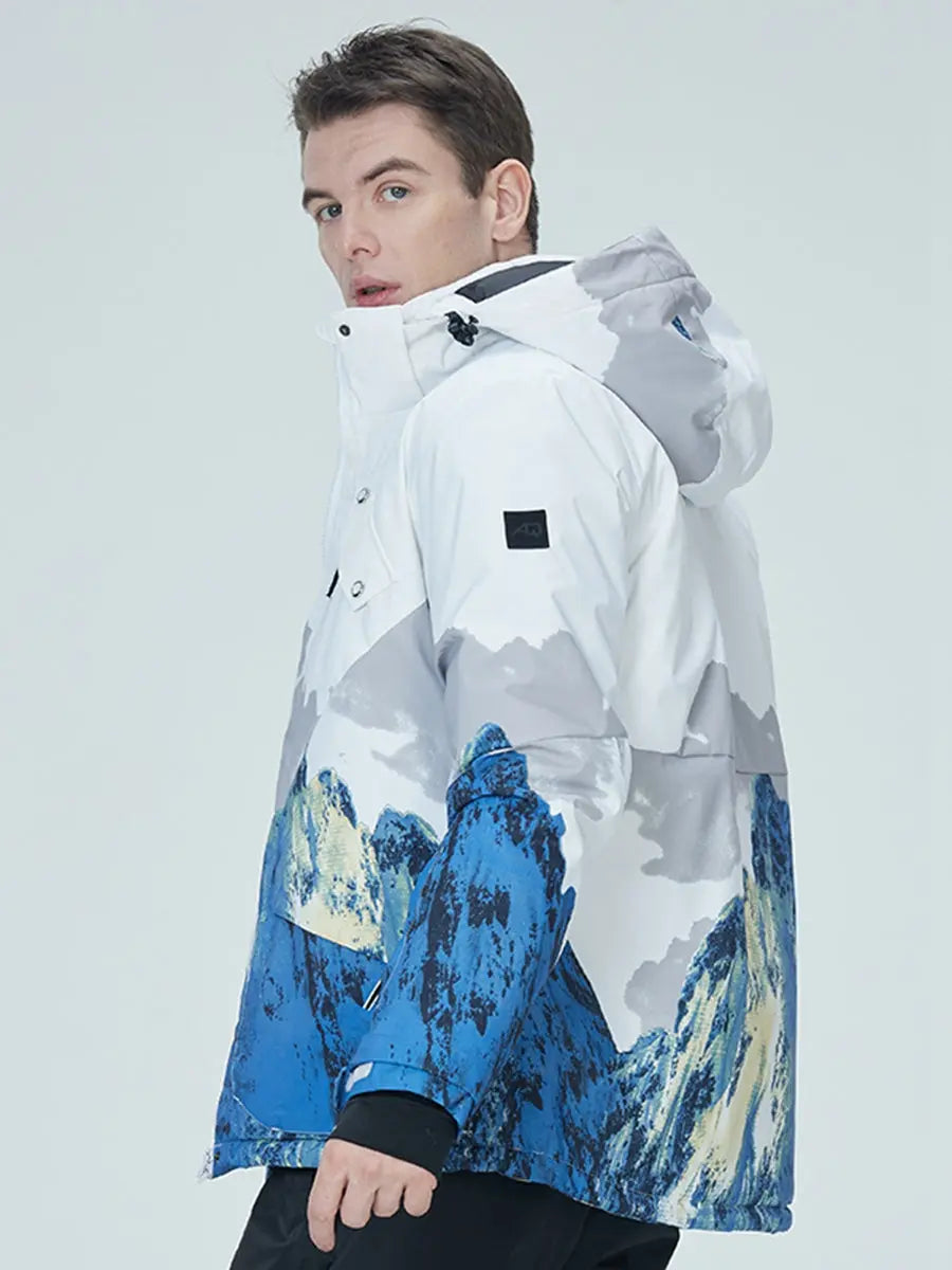 Riuiyele Men Mountain Graphic Ski Jacket 