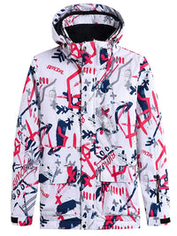 Riuiyele Men Ski Jacket Graffiti Print Snow Coat 