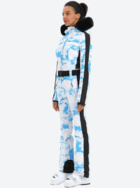 Mix Print Slim One Piece Ski Suit