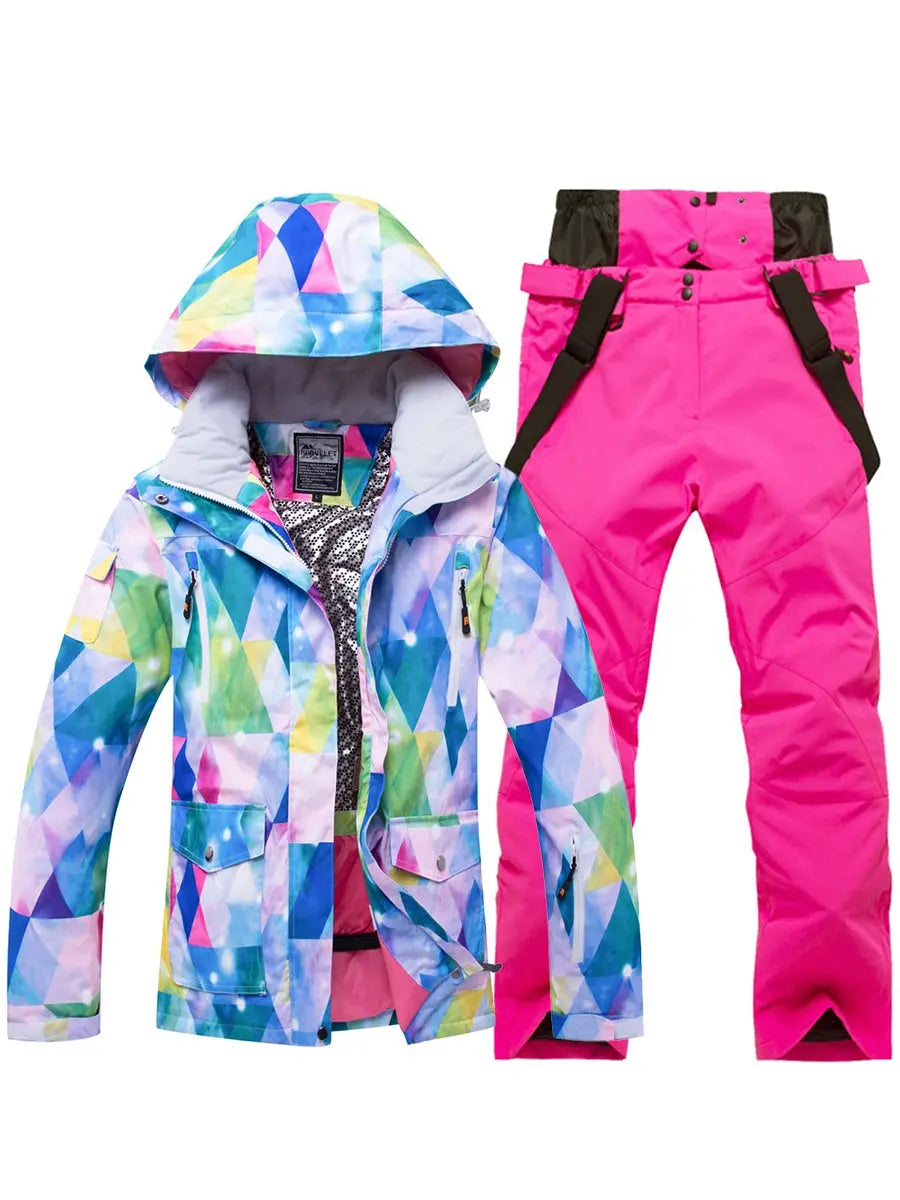 Riuiyele Women Hooded Skiing Snowboarding Set Soft Shell 