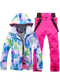 Riuiyele Women Hooded Skiing Snowboarding Set Soft Shell 