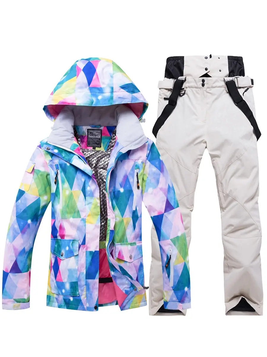 Riuiyele Women Hooded Skiing Snowboarding Set Soft Shell 