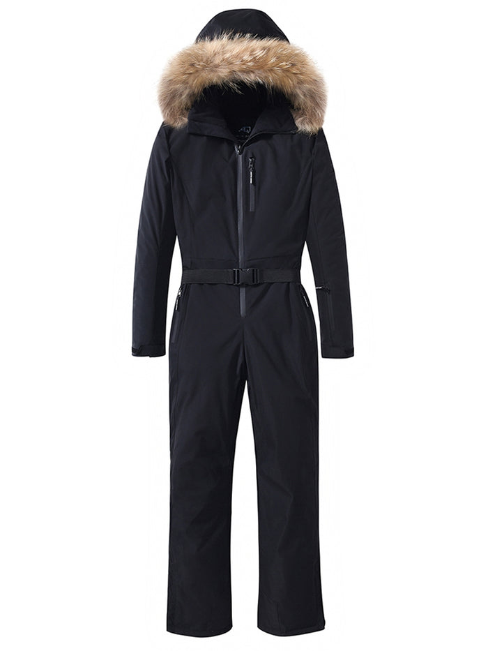 Women's One Piece Ski Suits Fur Collar