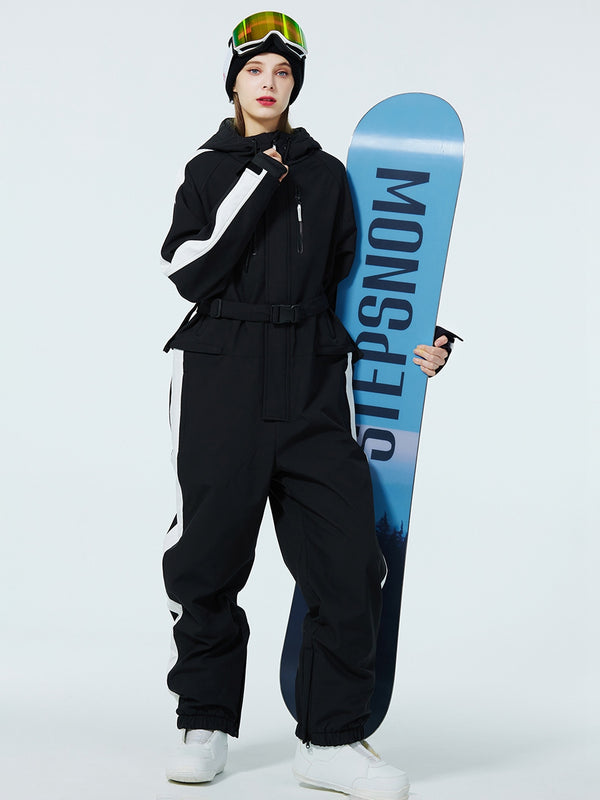 Women Belted One Piece Ski Suit