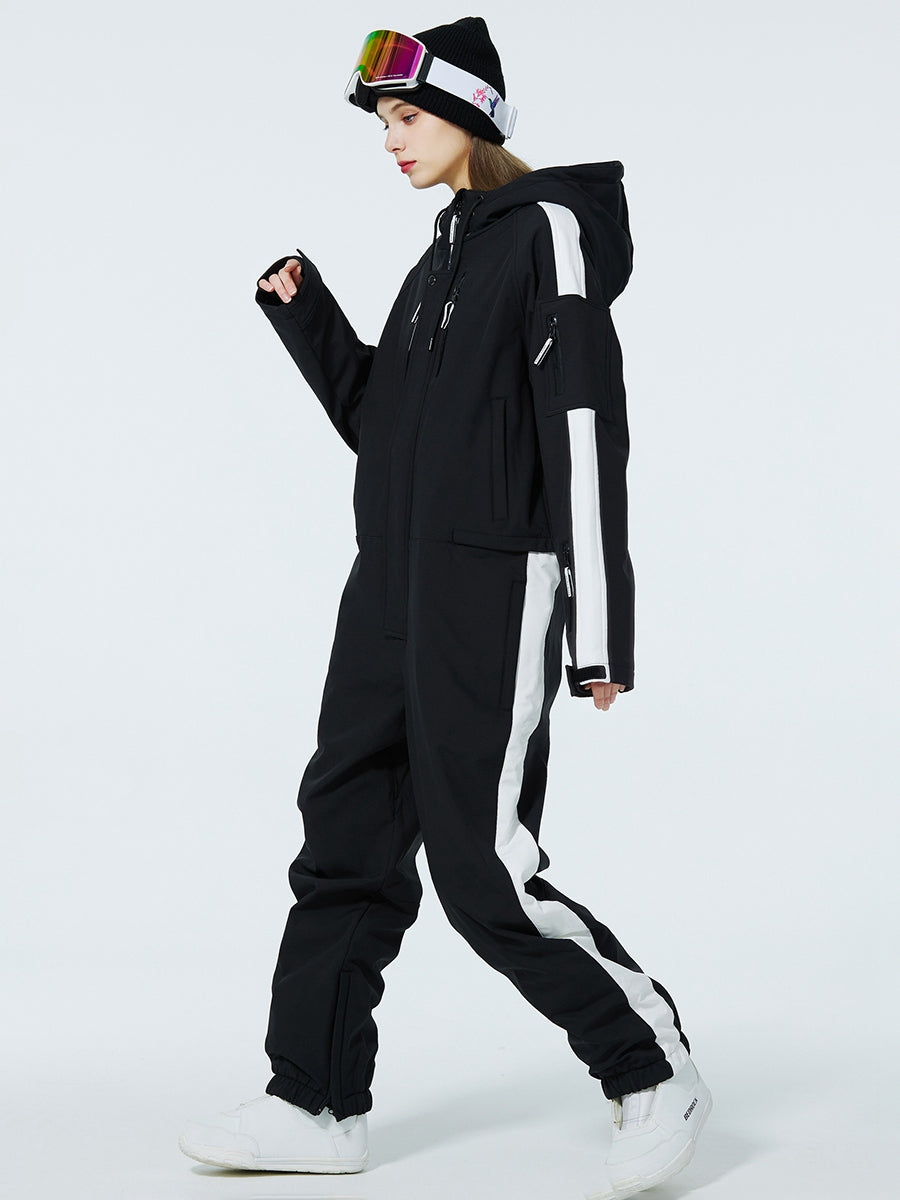 Women Belted One Piece Ski Suit