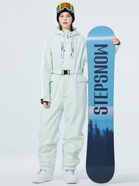 Women Belted One Piece Ski Suit