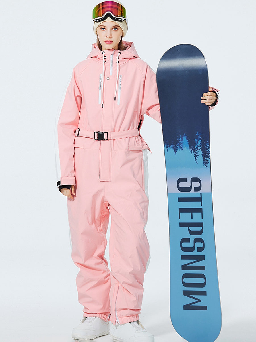 Women Belted One Piece Ski Suit