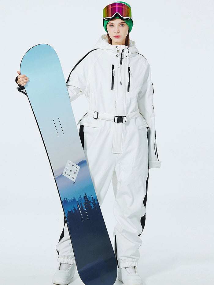 Women Belted One Piece Ski Suit