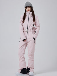 Women High Neck Slim One Piece Ski Suit