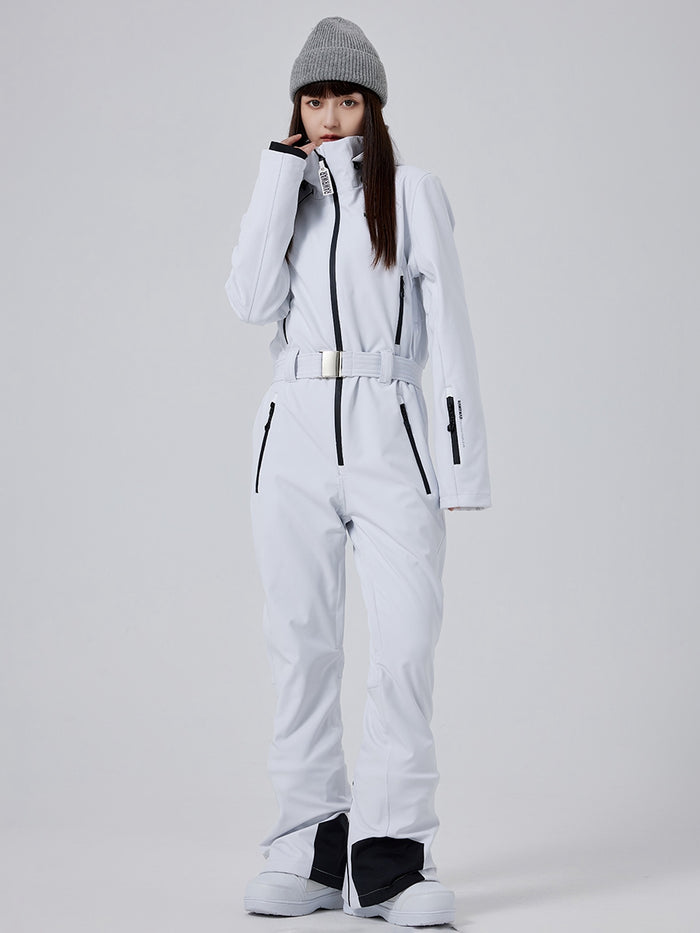 Women High Neck Slim One Piece Ski Suit