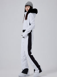 Women's One Piece Ski Suits Fur Collar