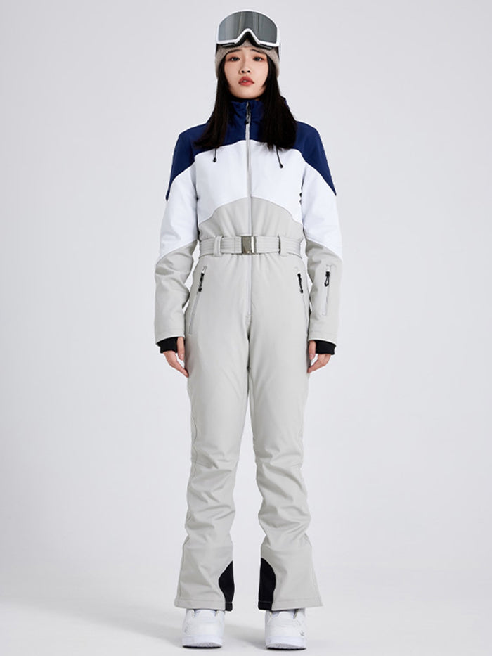 Women High Neck Slim One Piece Ski Suit