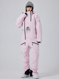 Women High Neck Hooded One Piece Ski Suits