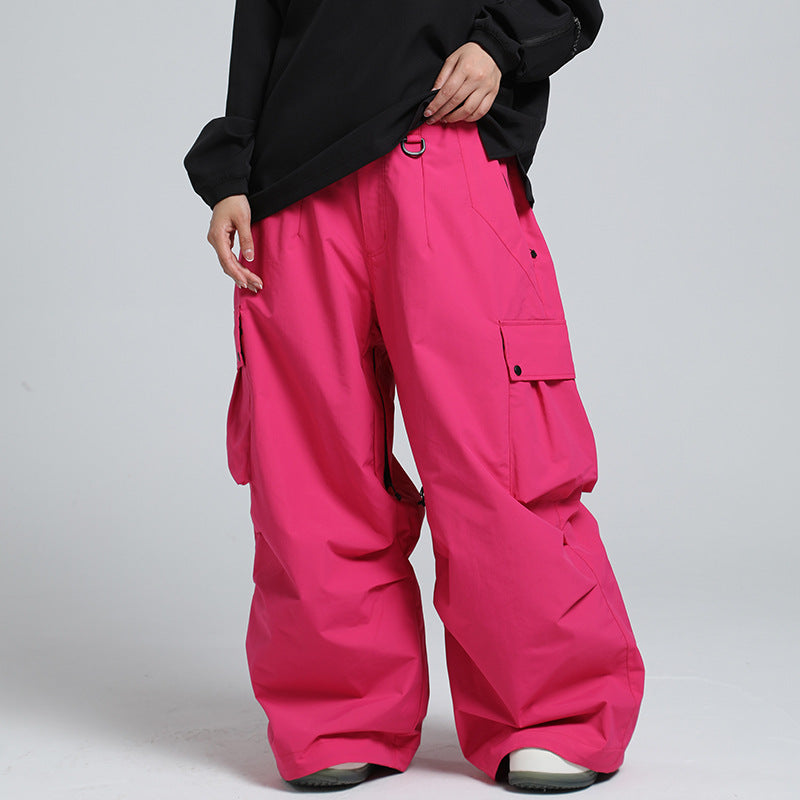 Fashion Cargo Baggy Snowboard Pants Waist Support Trousers for Winter Riuiyele