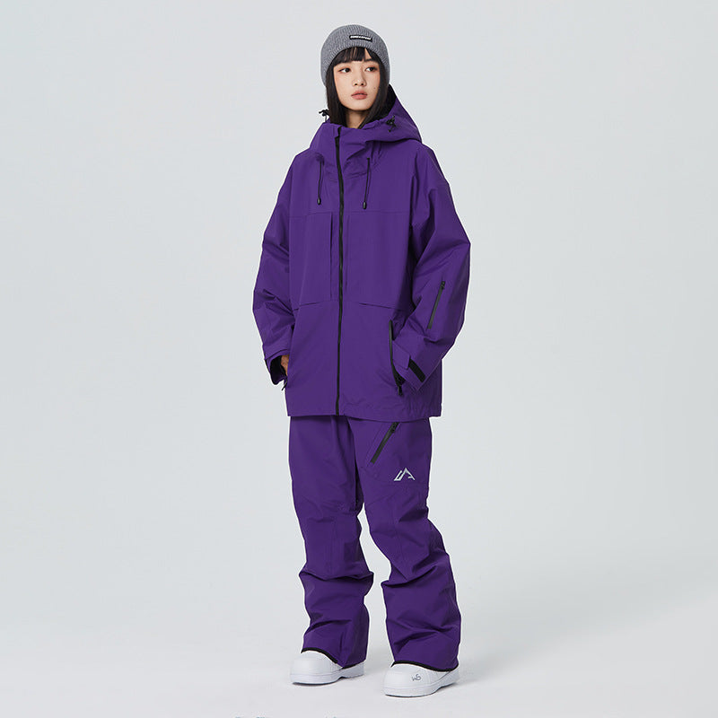 Retro Unisex Ski & Snowboard Outwear 2 Pieces Set Snowsuits Riuiyele