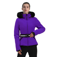 Fur Collar Ski & Snowboard Puffer Jacket with Detachable Hat Riuiyele