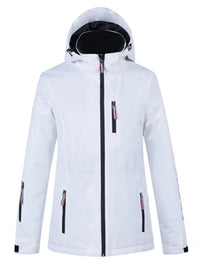 Solid White Insulated Ski Jacket with Detachable Hat Riuiyele