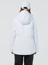 Solid White Insulated Ski Jacket with Detachable Hat Riuiyele