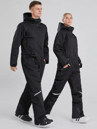 Unisex Hooded One Piece Ski Suits With Adjustable Waist