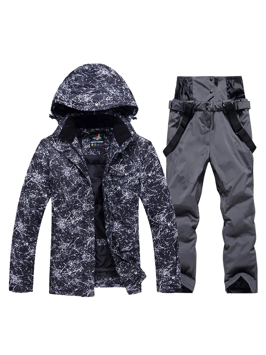 Unisex Waterproof Thicken Ski Jackets and Bibs Pants 