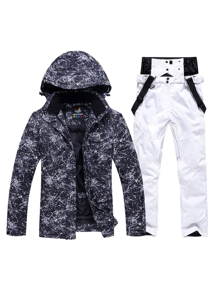 Unisex Waterproof Thicken Ski Jackets and Bibs Pants 