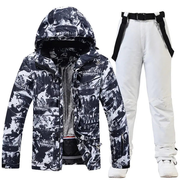 Winter Insulated Ski Jackets & BIbs Pants Set Unisex Outwear 