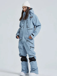 Women High Neck Hooded One Piece Ski Suits