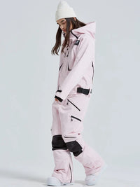 Women High Neck Hooded One Piece Ski Suits