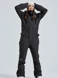 Women High Neck Hooded One Piece Ski Suits