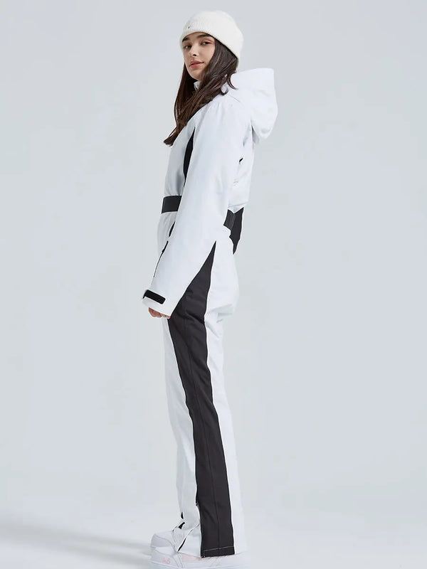 Women High Neck Hooded One Piece Ski Suits