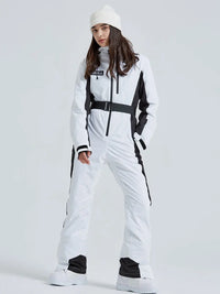 Women High Neck Hooded One Piece Ski Suits