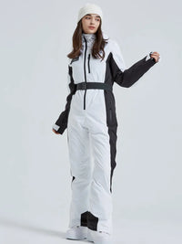 Women High Neck Hooded One Piece Ski Suits