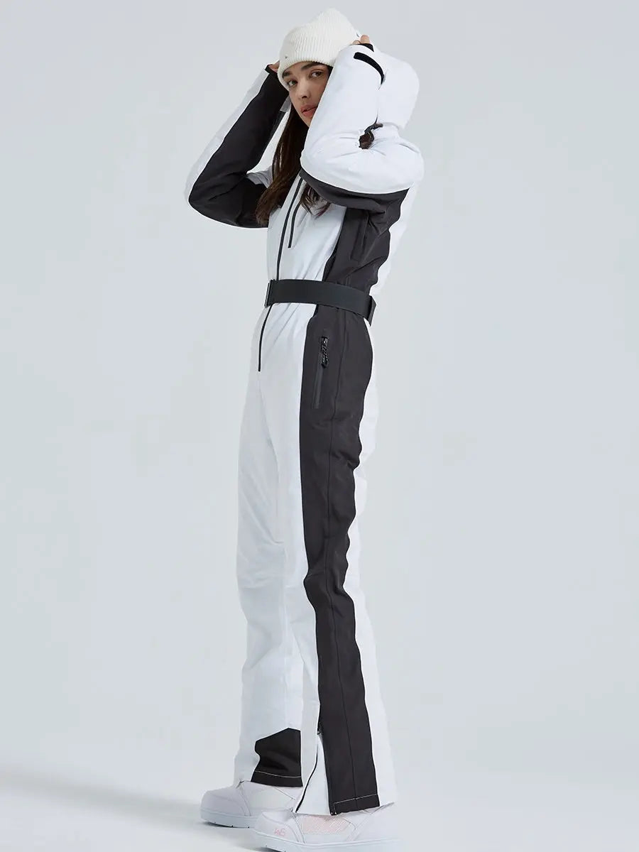 Women High Neck Hooded One Piece Ski Suits