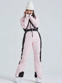 Women High Neck Hooded One Piece Ski Suits