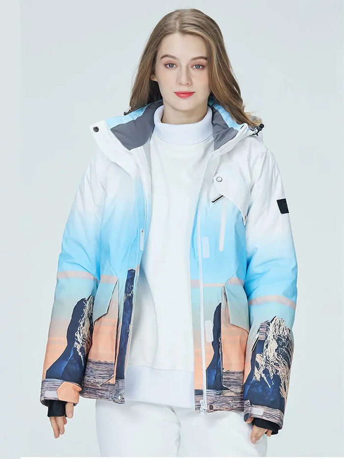 Women Printed Insulated Snow Snowboard Jacket