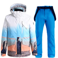 Women Printed Snow Snowboard Jacket & Bib Pants Riuiyele