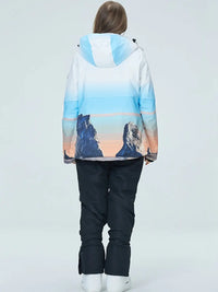 Women Printed Snow Snowboard Jacket & Bib Pants