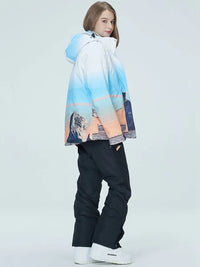 Women Printed Snow Snowboard Jacket & Bib Pants