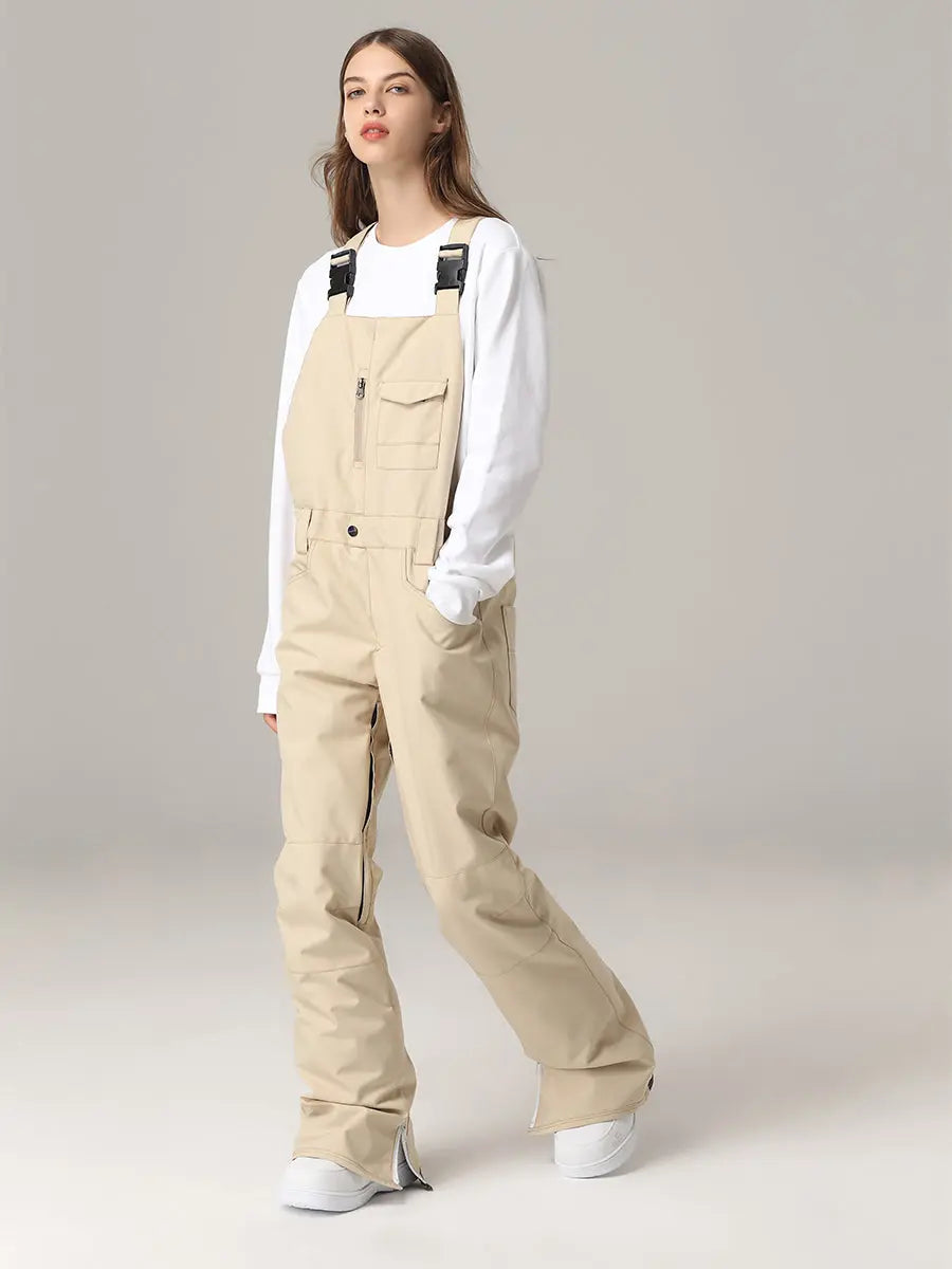 Women Ski Snow Bibs Pants Winter Snow Overalls 