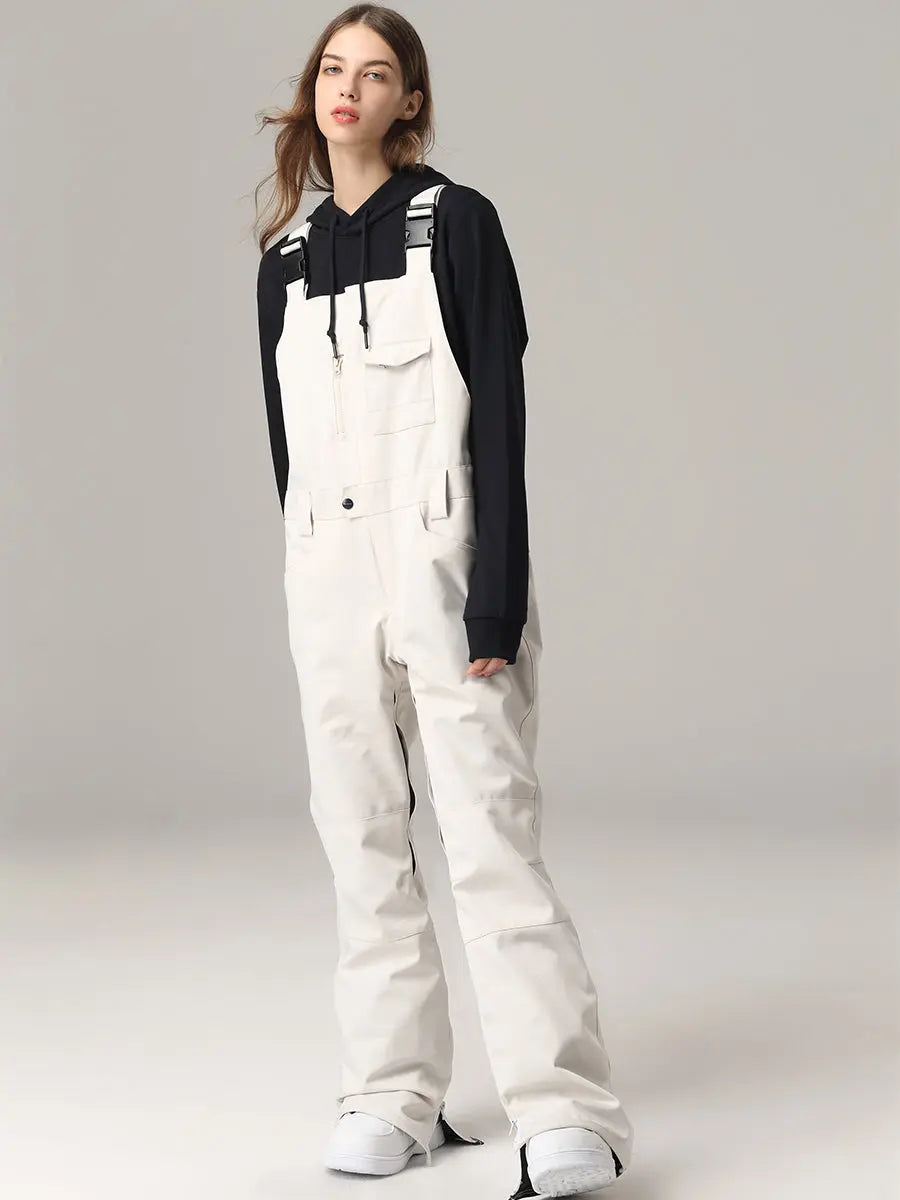 Women Ski Snow Bibs Pants Winter Snow Overalls 