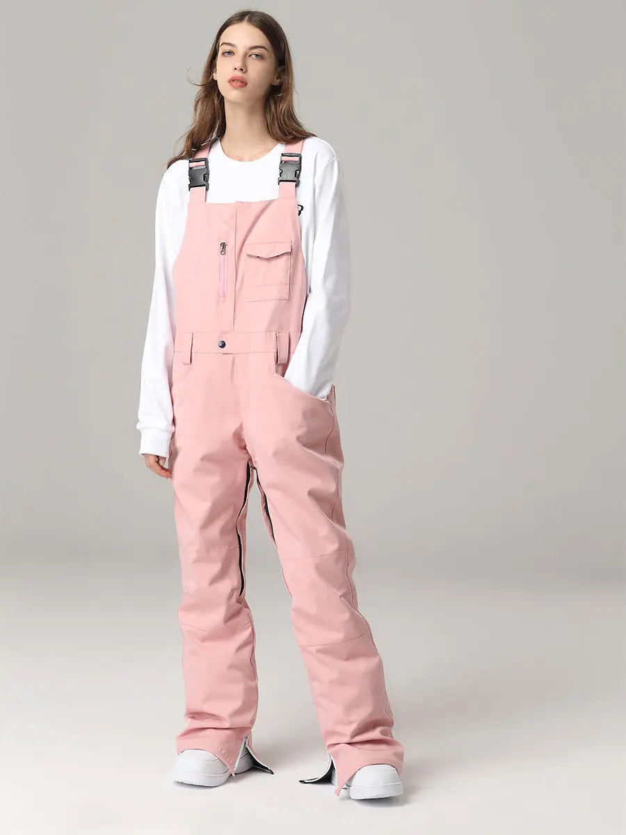 Women Ski Snow Bibs Pants Winter Snow Overalls 