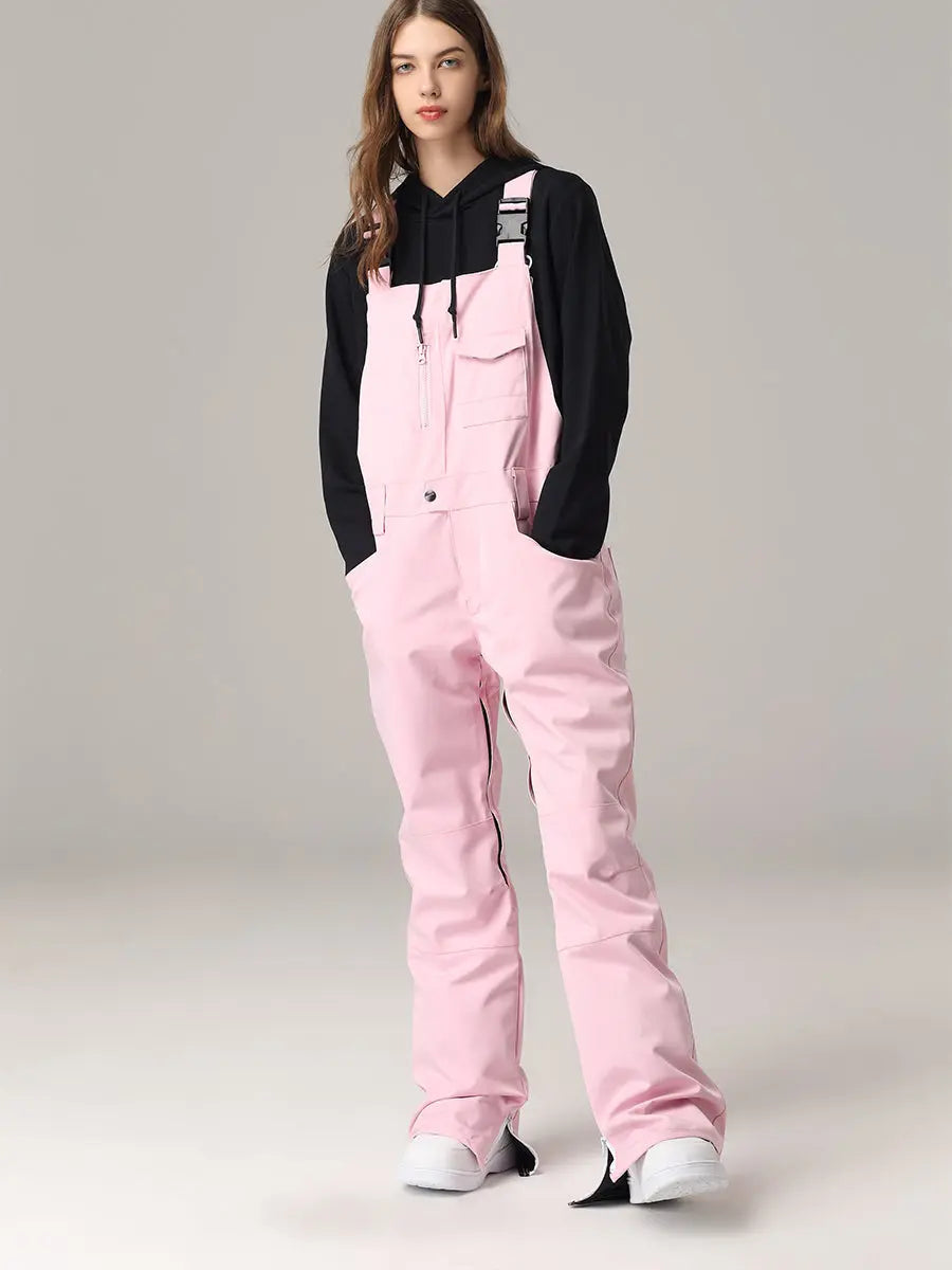 Women Ski Snow Bibs Pants Winter Snow Overalls 