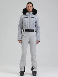 Women's Gsou Snow Mountain Chic Faux-Fur Trim Flare Ski Suit 