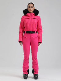 Women's Gsou Snow Mountain Chic Faux-Fur Trim Flare Ski Suit 