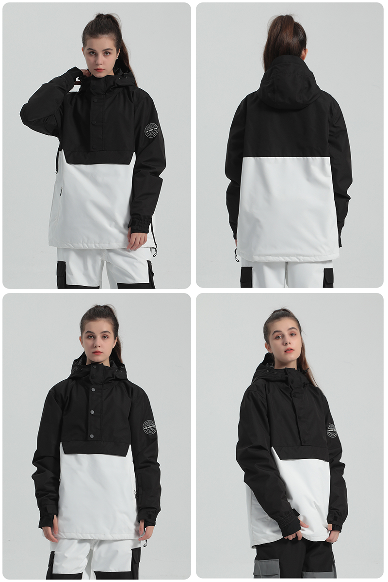 Women Hooded Anorak Snow Jacket Half-zip Ski Hoodies 