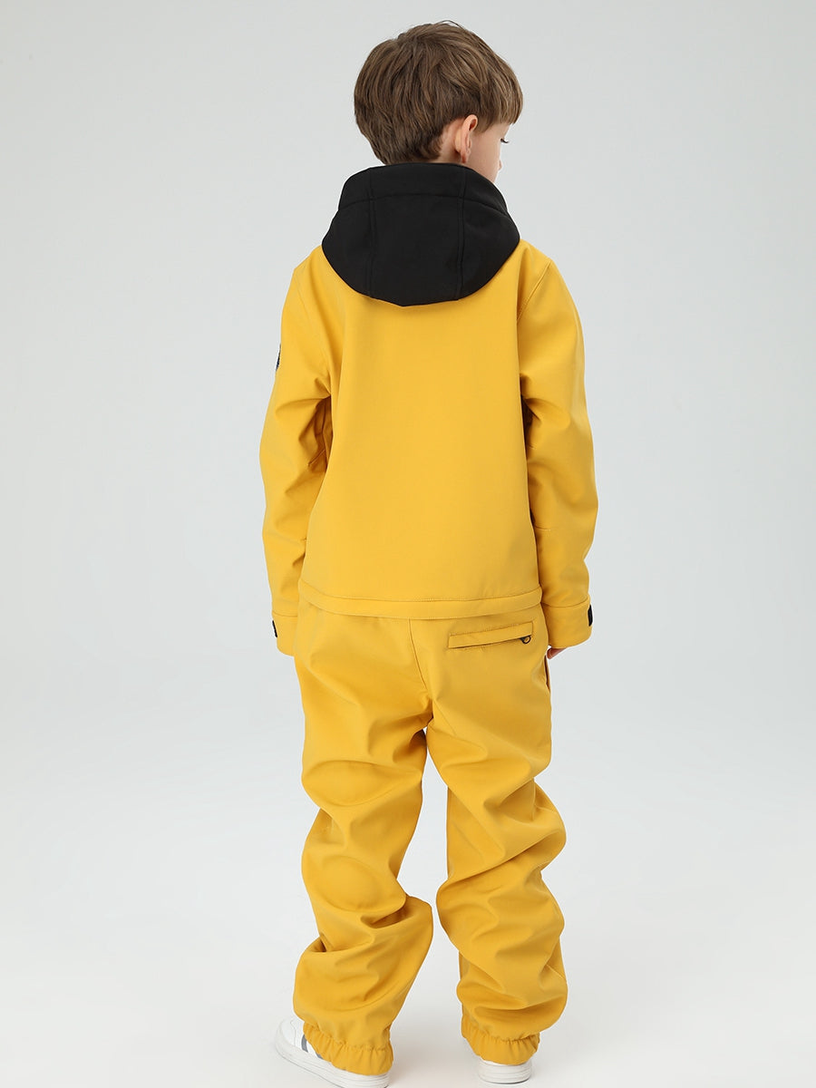 Boys Solid Color Snowsuit With Waist Zip