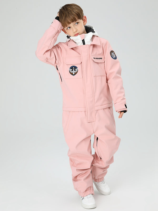 Boys Solid Color Snowsuit With Waist ZipBoys Solid Color Snowsuit With Waist Zip